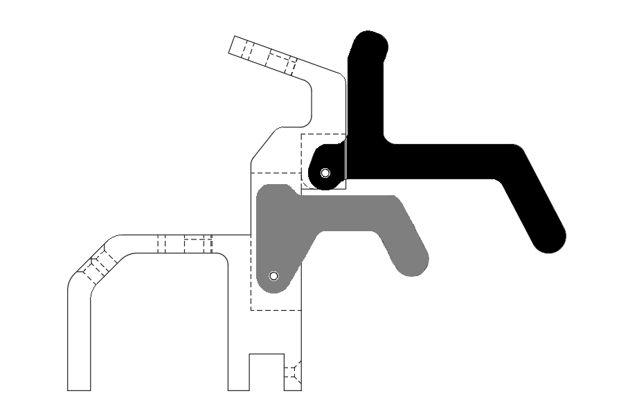 打鍵用のリンク機構の断面図